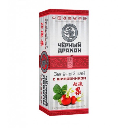 Чай Черный дракон Зеленый с шиповником 25 пак 18 шт/уп
