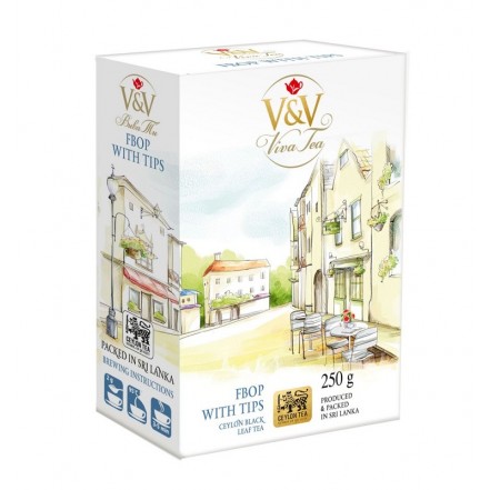Чай черный V&V FBOP с типсами 250 г 24 шт/уп